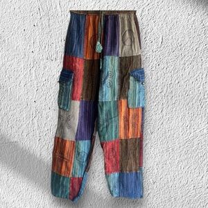 Rising International Striped Patchwork Pants small